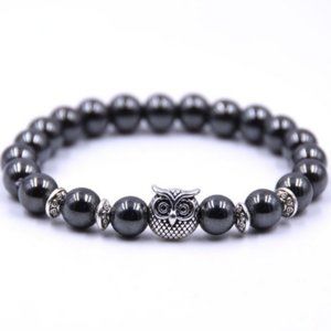 Owl Bracelet,Magnetic Hematite Bracelet,Owl Magnetic Bracelet,8mm Magnetic